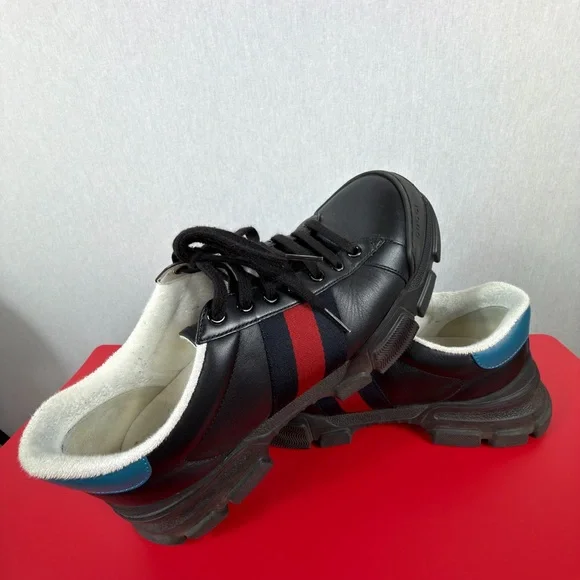 Gucci Men's Black Sneakers with Red and Blue Accents - Picture 2 of 13